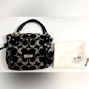 Coach KRISTIN Opt Art Gray Grey Black TOTE BAG F22303 w/Drawstring Dust Bag